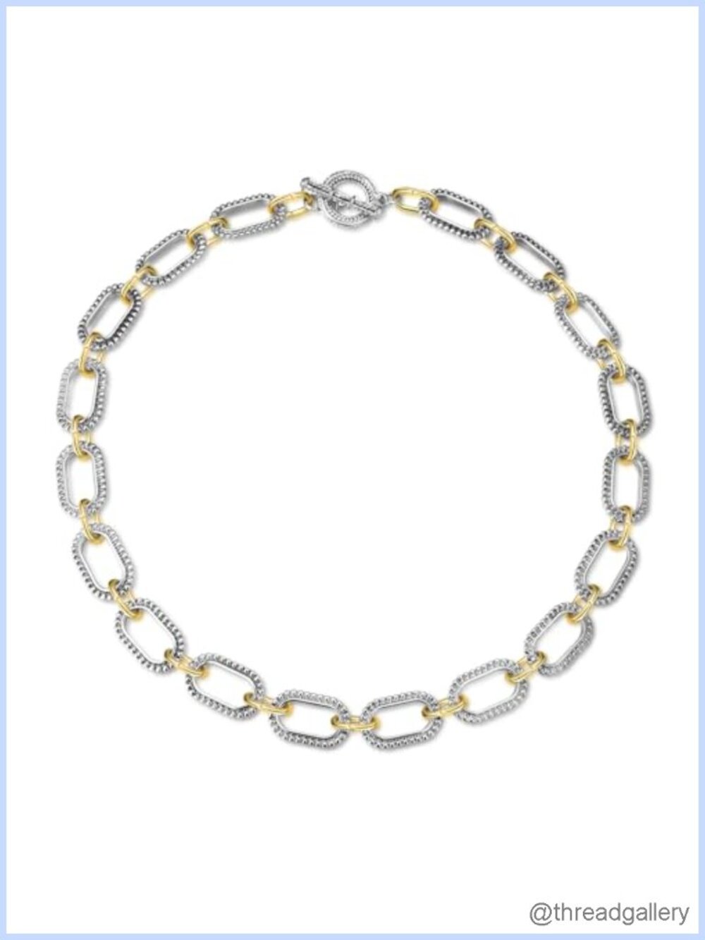 Two Tone Link Chain Necklace 14k Gold Plated Silver Adjustable Jewelry